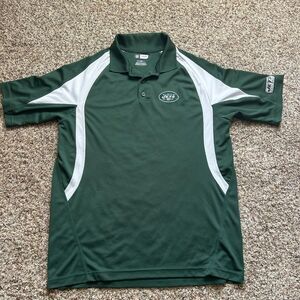 Jets NFL Team Apparel Men’s Dark Green Short Sleeve Polo Golf Shirt Size Large
